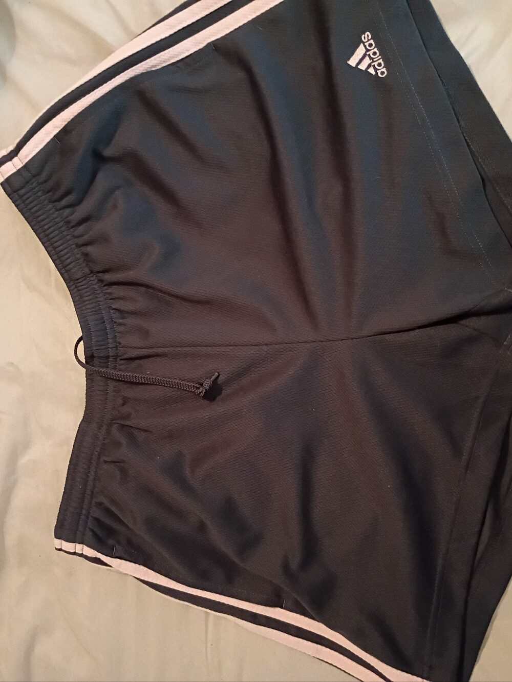 adidas Black Athletic Shorts with Light Pink Side Trim